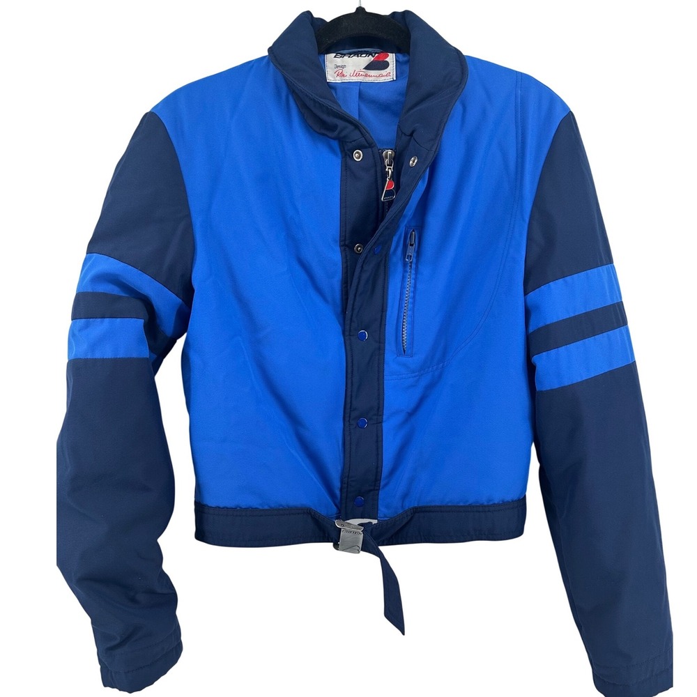 Vintage Braun 90s Ski Jacket Blue Colorblock Zip-In Snow Coat Youth Large
